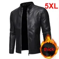 Herren PU Leder Jacke Motorrad Biker herren Jacken 2021 Herbst Winter Warme Schwarz Outdoor Outwear Mäntel 5XL Plus Szie