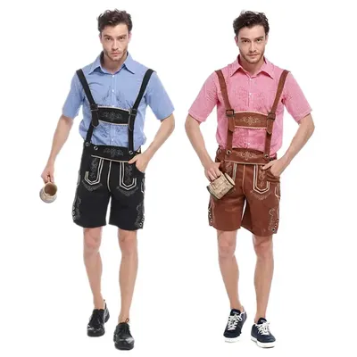 Mann Oktoberfest Kostüme Lederhosen Bayerisches Oktoberfest Bier Festival Cosplay Bier Männer Hemd Hosenträger Hosen Set Image