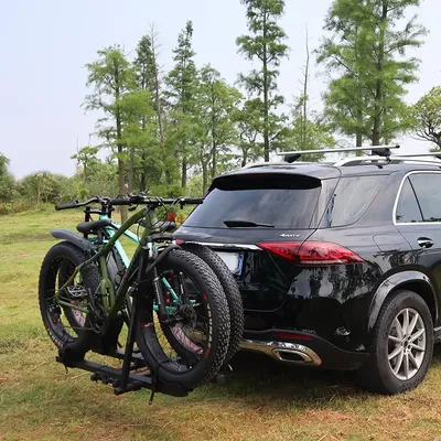 Custom Steel Hitch Mounting Bike Carrier Suv Car E-Bicycle Rack For 2 Bikes Tesla Tow Hitch Bike Rack Hooking Style