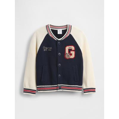 Gap Blue/Cream Varsity Logo Jumper Jacket (6mths-5yrs)