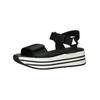 Plateausandaletten GEOX "Geox Sandalen Leder", Damen, Gr. 41, schwarz, Leder, casual, Schuhe