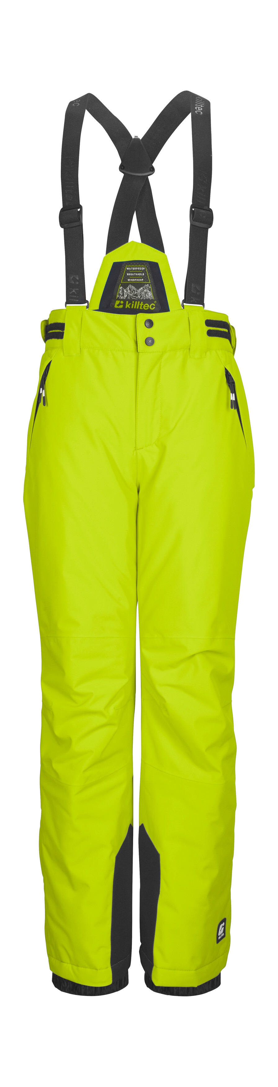 Skihose KILLTEC "KSW 214 BYS SKI PNTS", Kinder, Gr. 176, Normalgrößen, gelb (neongelb), Oberstoff: 100% Polyester, Futter: 100% Polyester, Füllung: 100% Polyester, Hosen, Wasserdichte, atmungsaktive Skihose mit verstellbarem Latz. Image