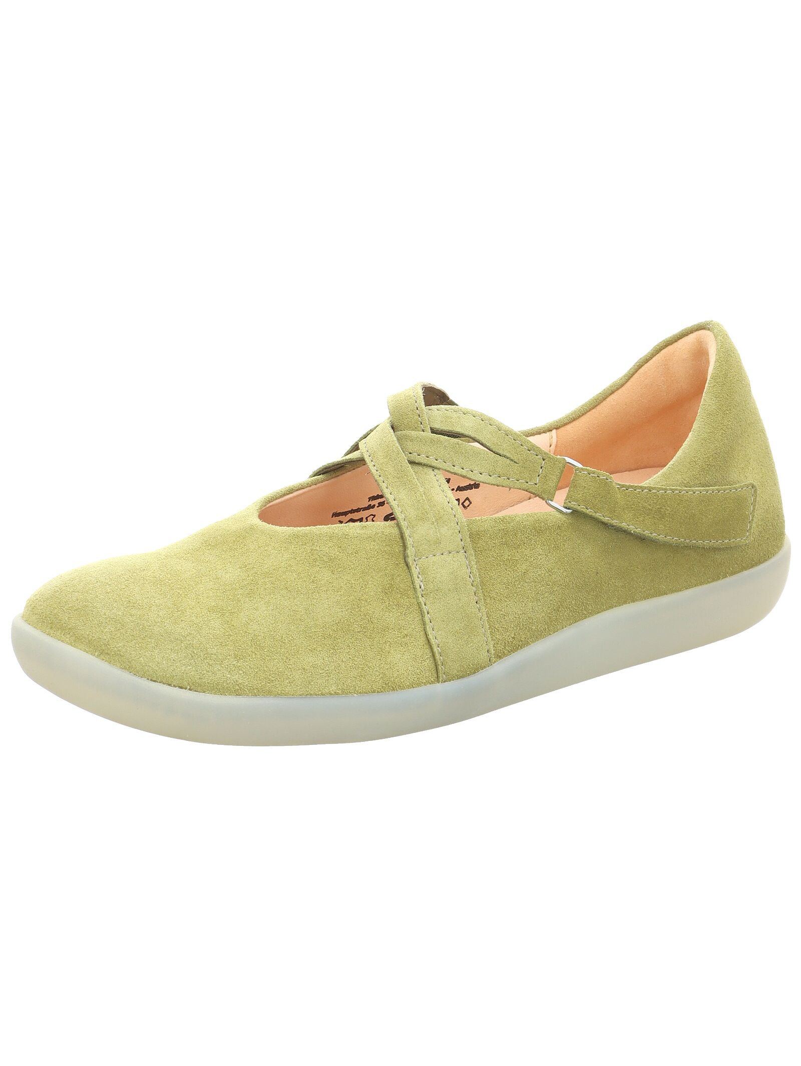 Slipper THINK "Think Ballerinas Veloursleder", Damen, Gr. 40,5, grün, Veloursleder, Casual, Schuhe