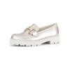 Slipper GABOR "Gabor Slipper Leder", Damen, Gr. 39, puder, Leder, casual, Schuhe