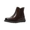 Keilstiefelette FLY LONDON "Fly London Stiefelette Leder/Textil", Damen, Gr. 38, braun (dunkelbraun), Leder, Textil, casual, Schuhe