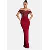 Jerseykleid MODA MINX "Juliana Off Shoulder Dress", Damen, Gr. XL, EURO-Größen, rot, 100% Polyester, elegant, lang, Carmenausschnitt, ohne Ärmel, Kleider, im schulterfreien Design