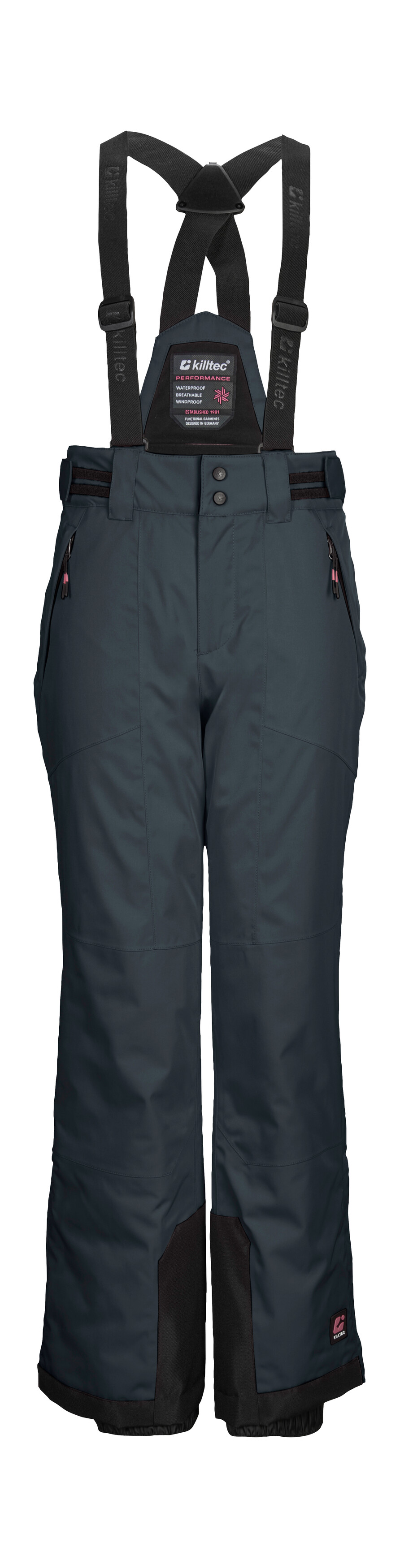 Skihose KILLTEC "KSW 198 GRLS SKI PNTS", Kinder, Gr. 152, Normalgrößen, blau (nachtblau), Oberstoff: 100% Polyester, Futter: 100% Polyester, Füllung: 100% Polyester, Hosen, Wasserdichte Skihose mit abnehmbaren Trägern und verstellbarer Taille Image