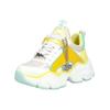 Sneaker BUFFALO "Buffalo Sneaker Lederimitat", Damen, Gr. 38, gelb (weiß, gelb), Lederimitat, casual, Schuhe