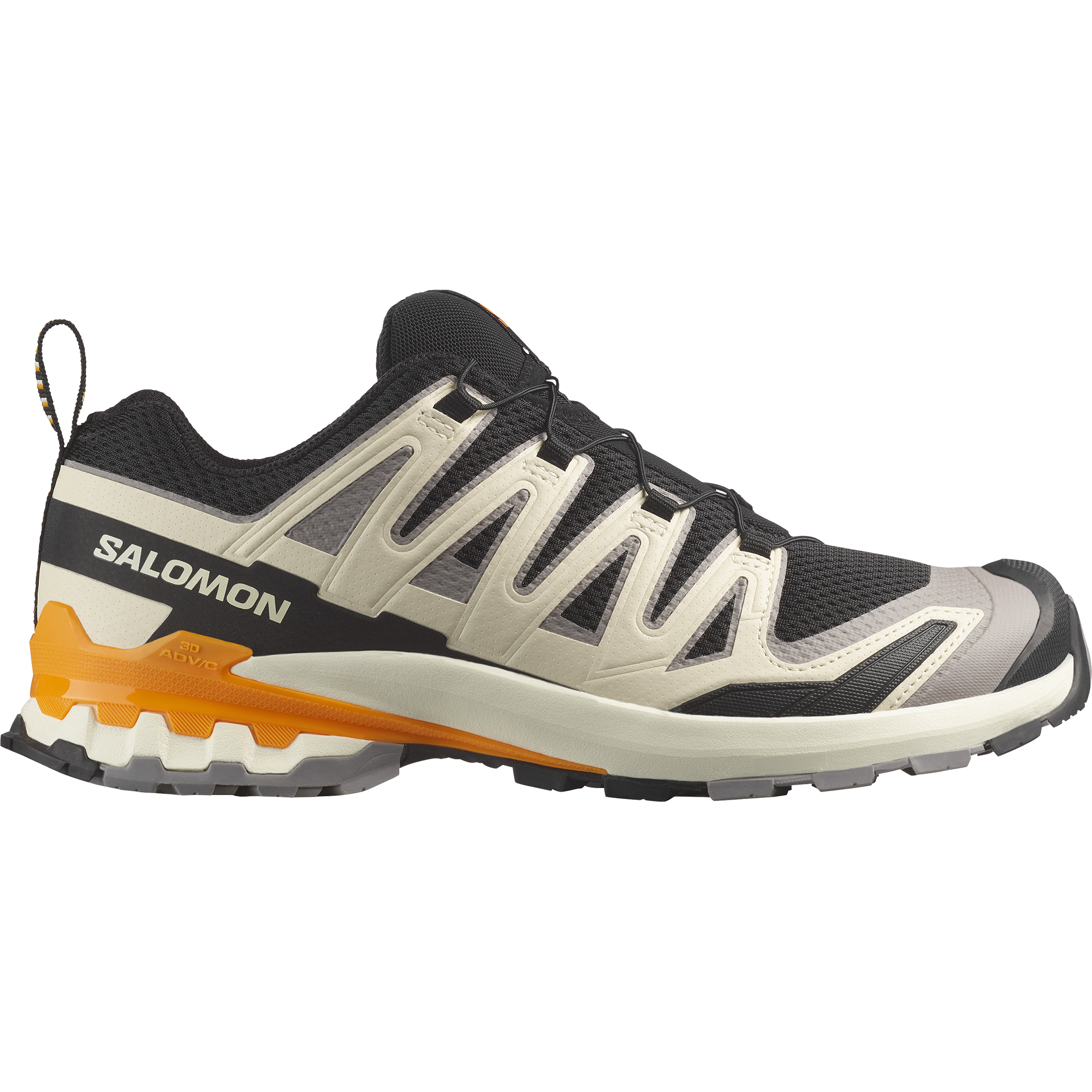 Laufschuh SALOMON "XA PRO 3D V9", Damen, Gr. 49, schwarz (schwarz, gull, turmeric), Synthetik, Textil, Schuhe Laufschuh