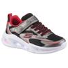 Sneaker SKECHERS "SKECHERS METEOR-LIGHTS", Kinder, Gr. 34, rot (grau, schwarz, rot), Lederimitat, Textil, kontrastfarbene Details, metallic, sportlich, Schuhe, Klettschuh mit Blinkfunktion, Größenschablone zum Download