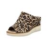 Pantolette TAMARIS "Tamaris Pantoletten Leder", Damen, Gr. 38, braun (leopard), Leder, casual, Schuhe