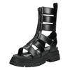 Schaftsandalette BUFFALO "Buffalo Sandalen Lederimitat", Damen, Gr. 38, schwarz, Lederimitat, casual, Schuhe