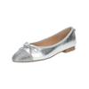 Ballerina STEVE MADDEN "STEVE MADDEN Ballerinas Leder/Textil", Damen, Gr. 38, silber, Leder, Textil, casual, Schuhe