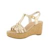 Keilsandalette PAUL GREEN "Paul Green Sandalen Leder", Damen, Gr. 41, grau (platin), Leder, casual, Schuhe