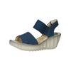 Riemchensandale FLY LONDON "Fly London Sandalen Leder", Damen, Gr. 39, blau, Leder, casual, Schuhe
