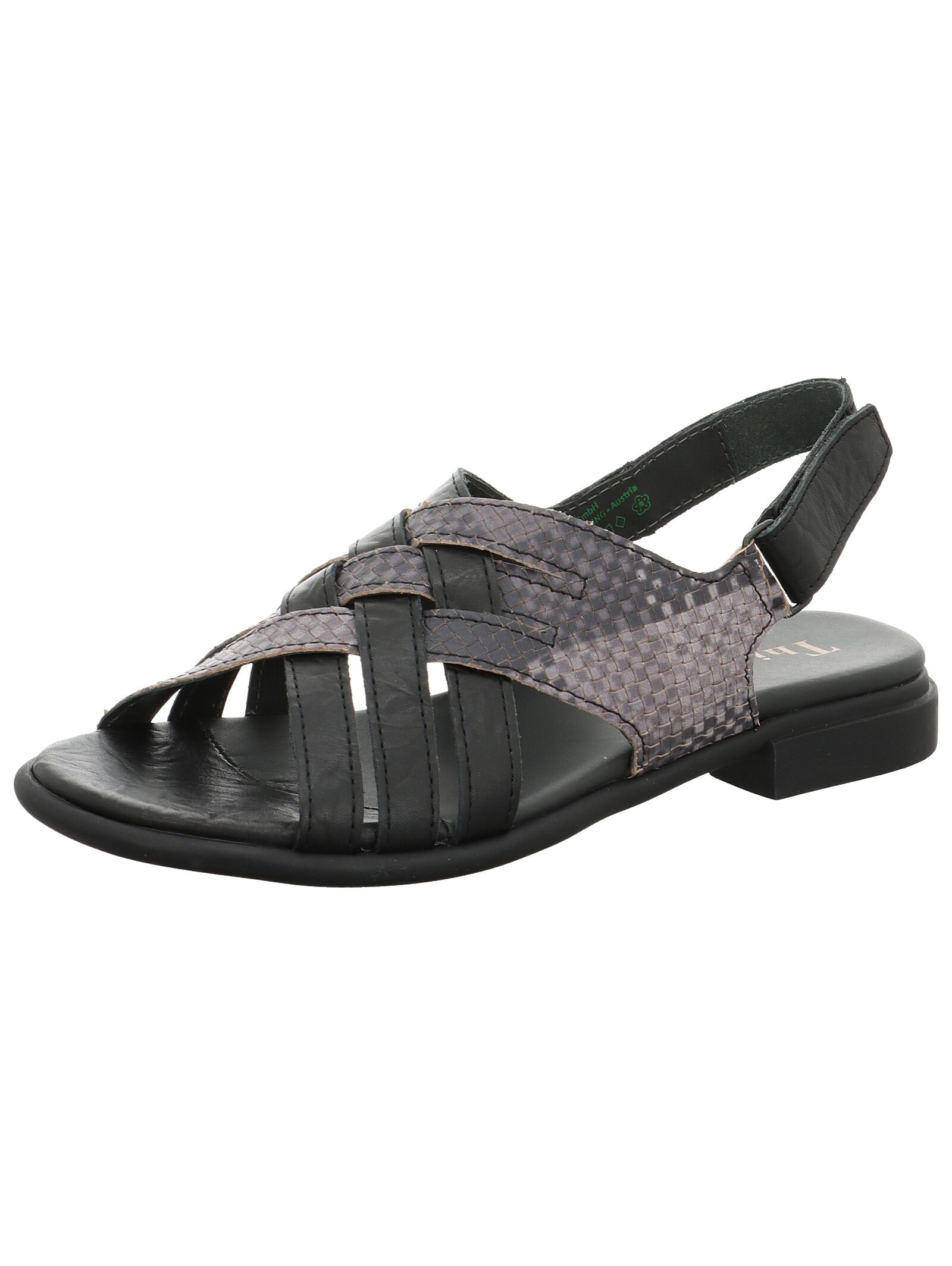 Riemchensandale THINK "Think Sandalen Leder", Damen, Gr. 40, schwarz (schwarz kombi), Leder, Casual, Schuhe
