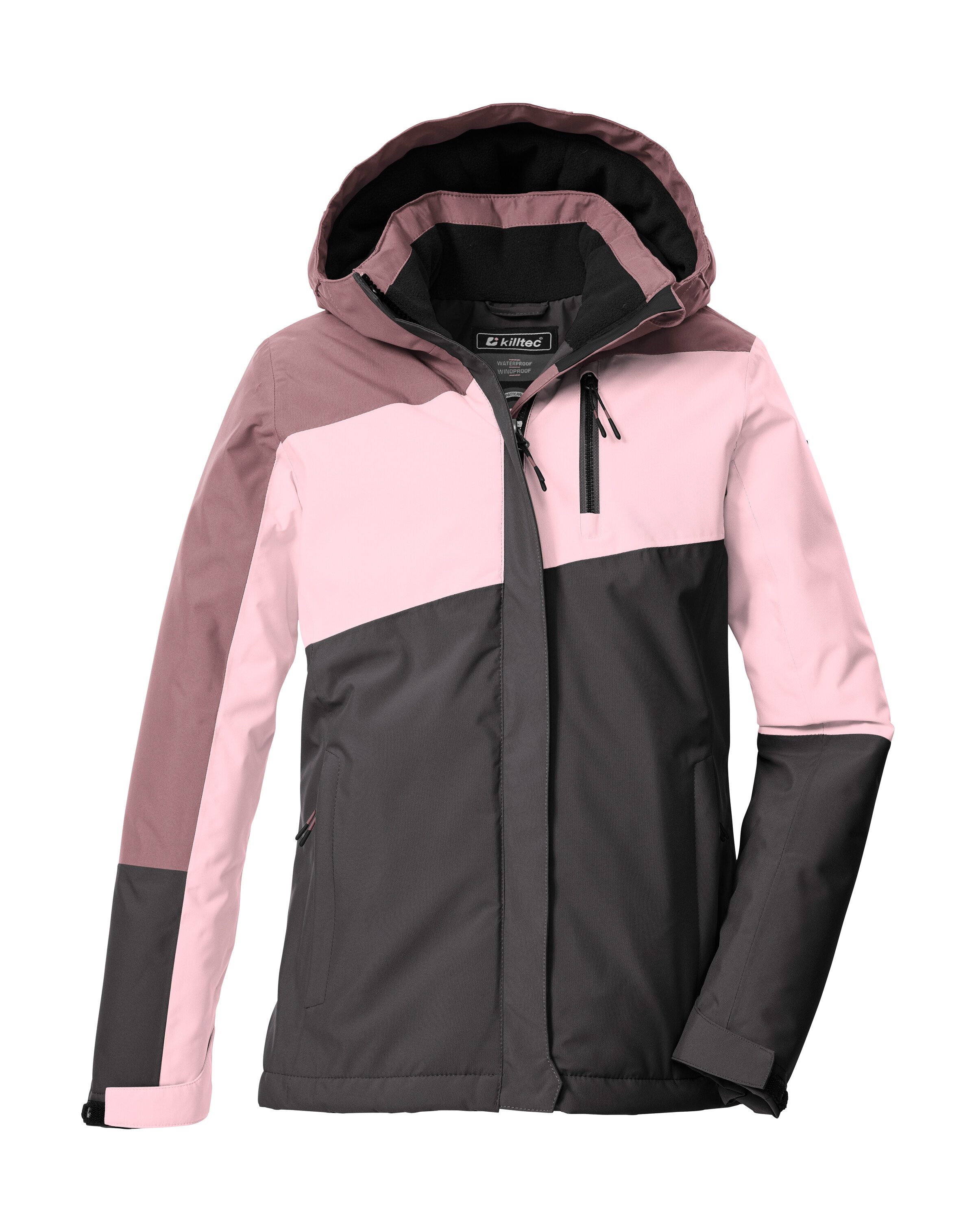 Funktionsjacke KILLTEC "KOW 218 GRLS JCKT", Kinder, Gr. 176, stein, Oberstoff: 100% Polyester, Futter: 100% Polyester, Füllung: 100% Polyester, Sportlich, Jacken, Winddichte, wasserdichte Kinderjacke mit verstellbarer Kapuze Image
