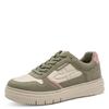 Plateausneaker TAMARIS, Damen, Gr. 37, mintgrün kombiniert, Leder, Lederimitat, kontrastfarbene Details, sportlich, Schuhe, Trendsneaker, Freizeitschuh, Schnürschuh im coolen Basket-Style
