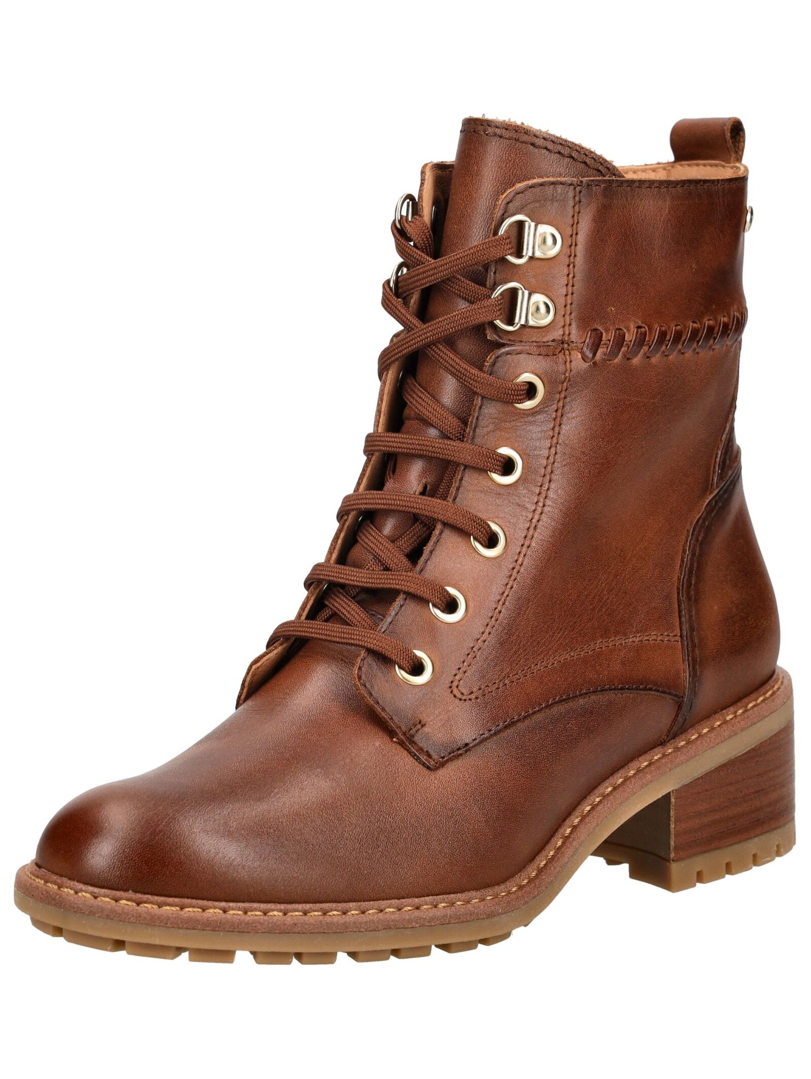 Schnürstiefelette PIKOLINOS "PIKOLINOS Stiefelette Leder", Damen, Gr. 39, braun (mittelbraun), Leder, Schuhe Schnürstiefelette