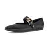 Ballerina GABOR, Damen, Gr. 40, schwarz, Glattleder, unifarben, elegant, Schuhe, Businesschuh mit verstellbarer, goldfarbener Schnalle