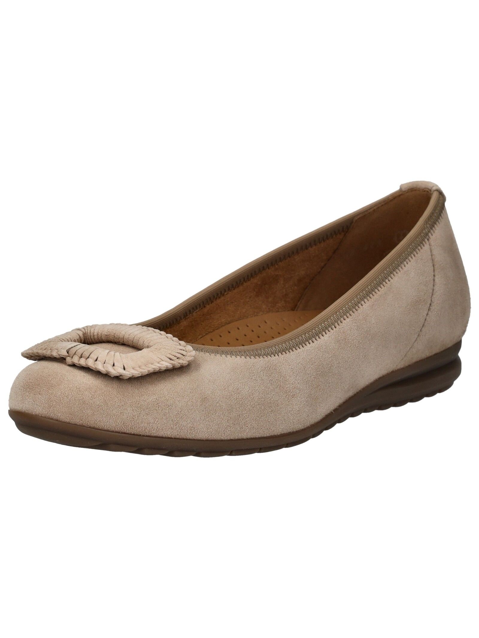 Ballerina GABOR COMFORT "Gabor Comfort Ballerinas Veloursleder", Damen, Gr. 38, beige (sand), Veloursleder, Schuhe Ballerina