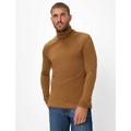 Rollkragenpullover BRAX "Style BENNO", Herren, Gr. XXL (56), braun, 98% Baumwolle, 2% Elasthan, Langarm, Pullover