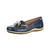 Mokassin GEOX "Geox Slipper Leder", Damen, Gr. 37, blau (blau, beige), Leder, casual, Schuhe