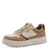 Plateausneaker TAMARIS, Damen, Gr. 41, braun (camelfarben kombiniert), Leder, Lederimitat, kontrastfarbene Details, sportlich, Schuhe, Trendsneaker, Freizeitschuh, Schnürschuh im coolen Basket-Style