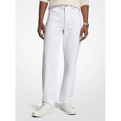 Michael Kors Finn Straight-Leg Stretch Denim Jeans White 36x34