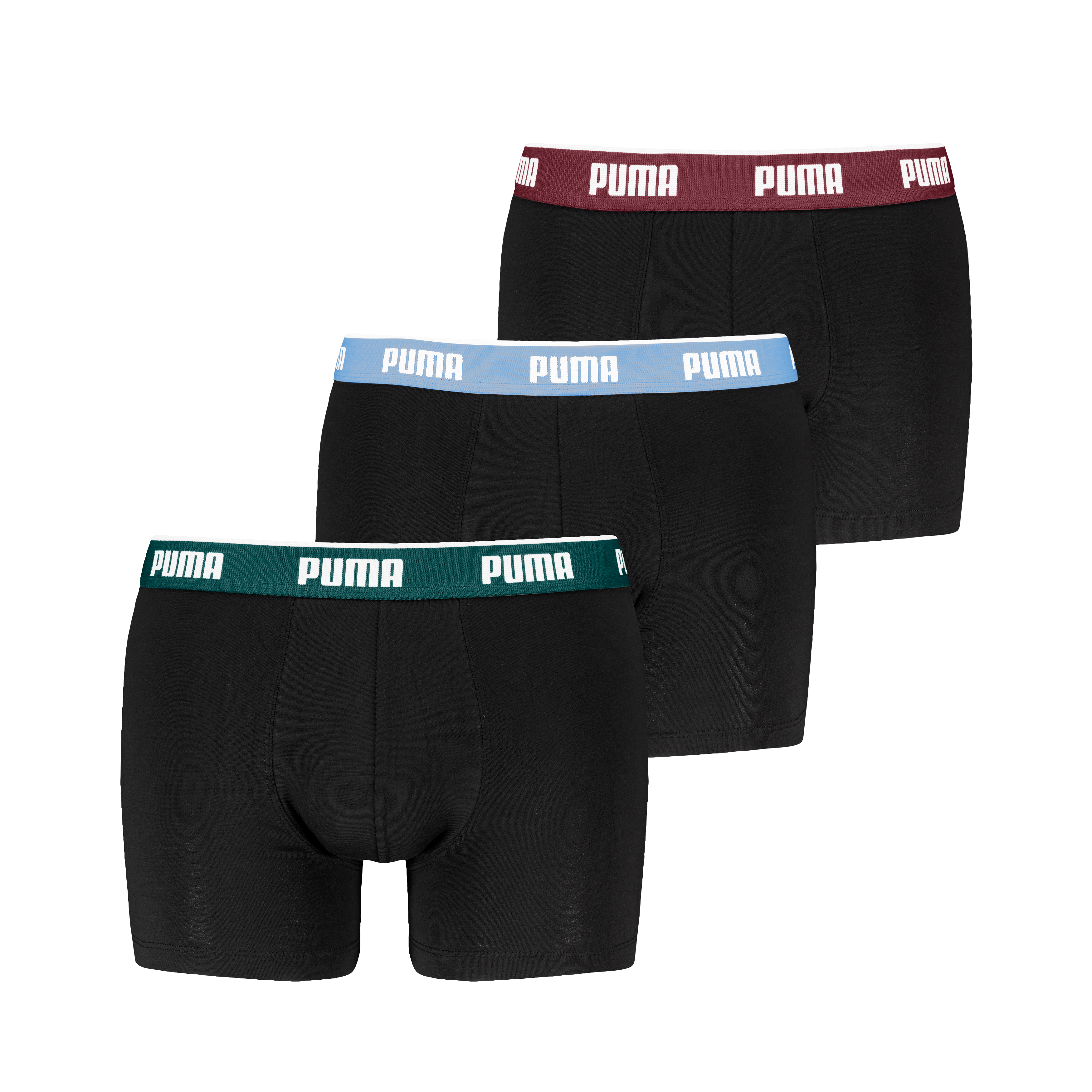 Boxershorts PUMA "PUMA MEN EVERYDAY BASIC BOXERS 3P", Herren, Gr. XXL, schwarz (schwarz combo), Single Jersey, Obermaterial: 95% Baumwolle, 5% Elasthan, körpernah, Unterhosen, Komfortabler elastischer Logobund Image