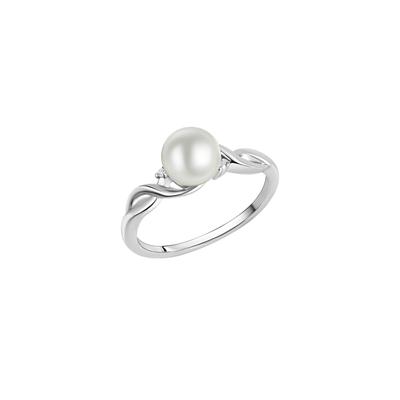Zeeme Pearls Ring Silber 925 rhodiniert mit weißer Perle & Zirkonia Image