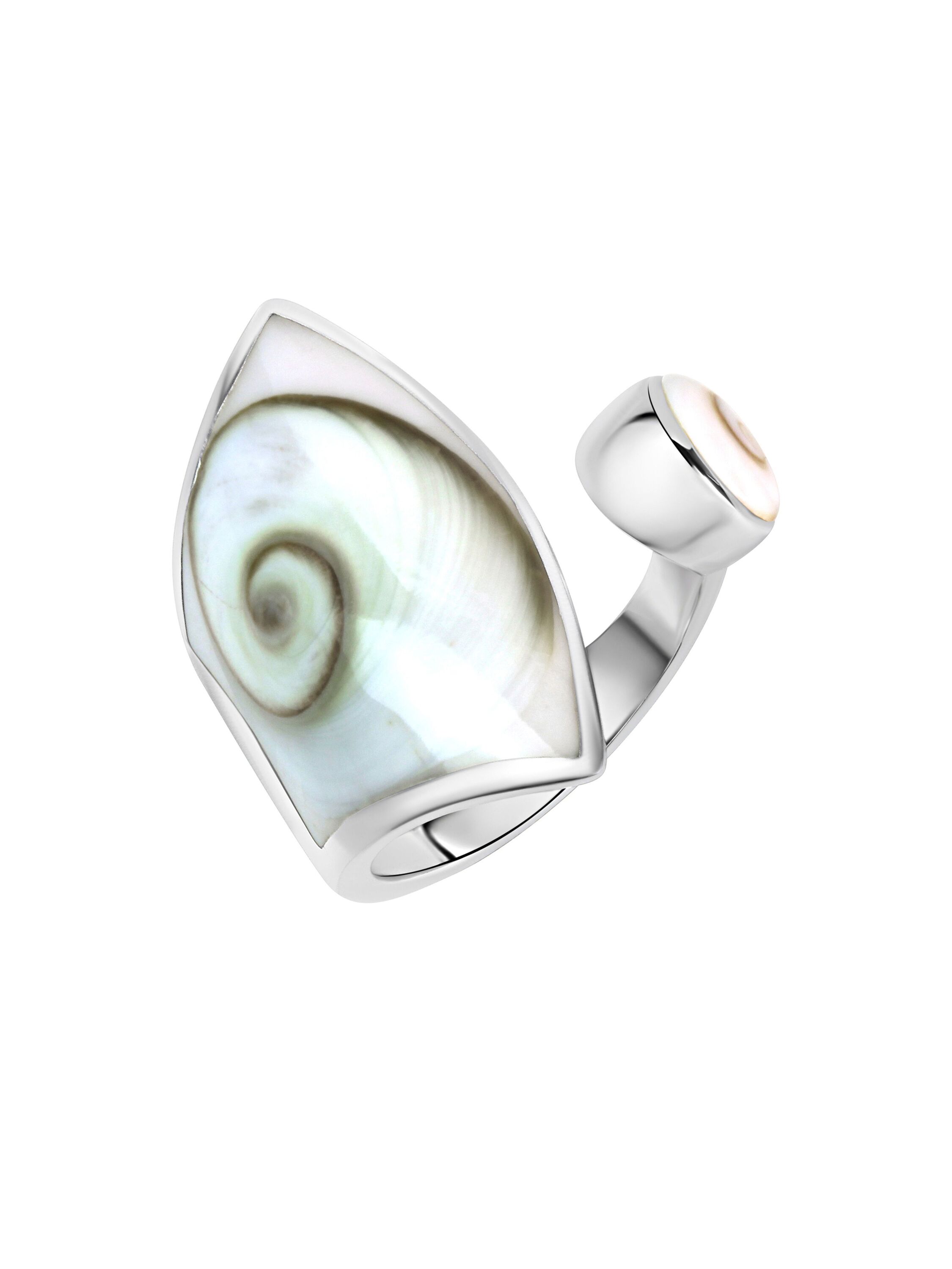 Zeeme Pearls Ring Silber 925 mit weißer Muschel 28mm breit Image