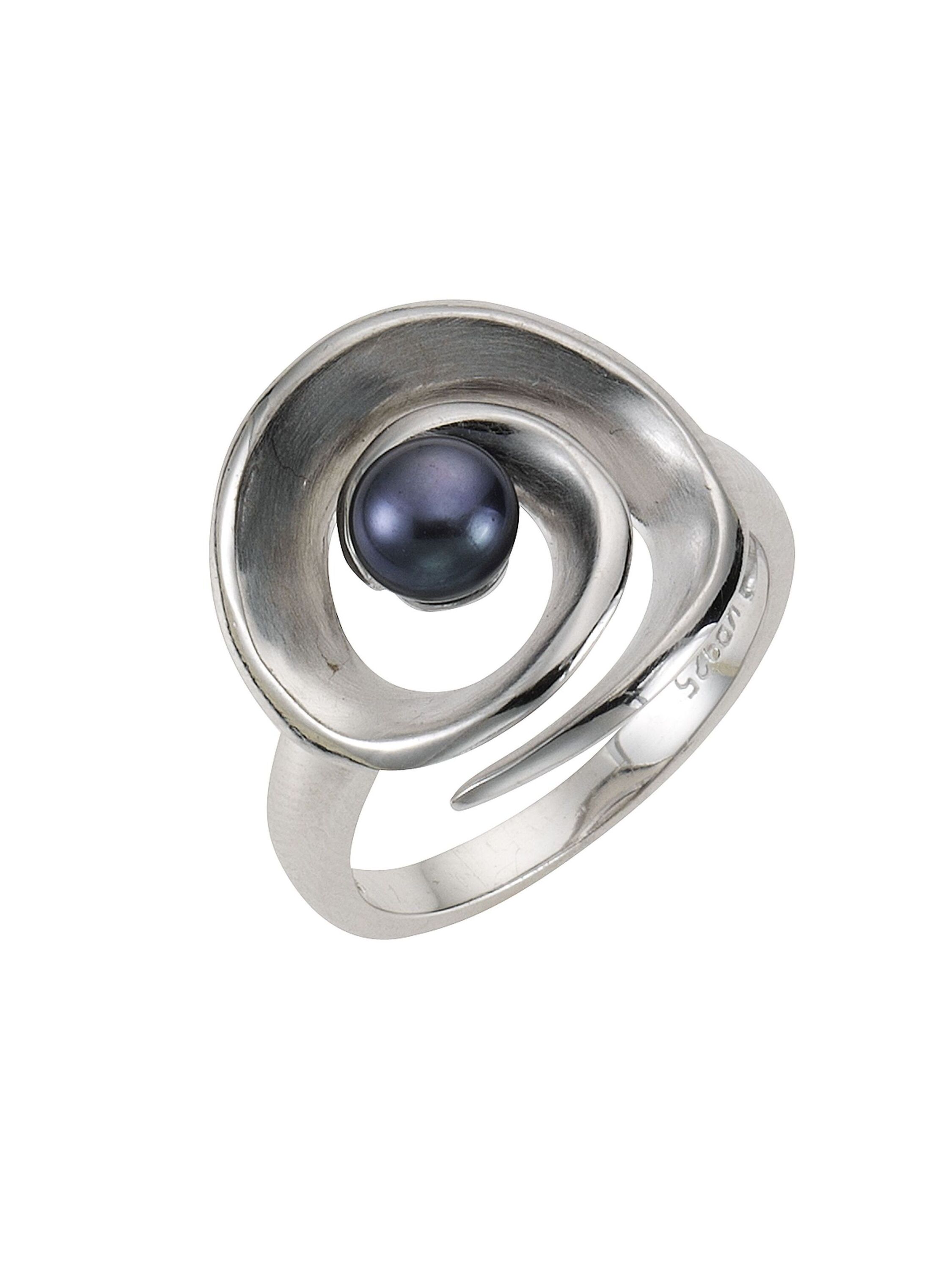 Zeeme Pearls Ring Silber 925 rhodiniert mit schwarzer Perle Image