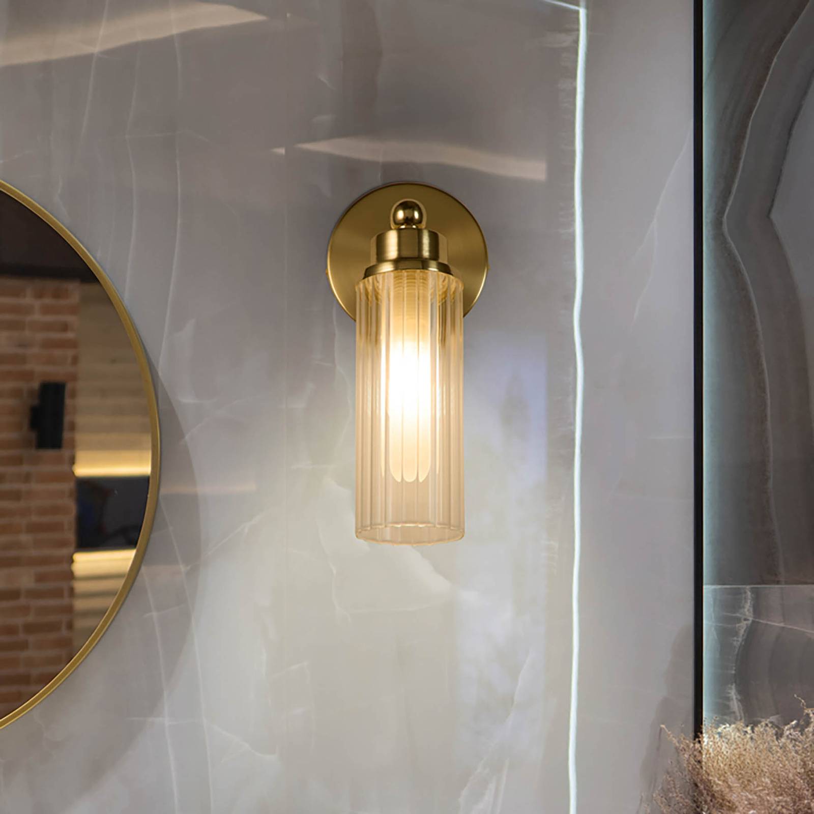 Searchlight Wandlampe Imperial, dimmbar, messing / gold, für Badezimmer, Metall, Wandleuchte, Wandlampe Bad