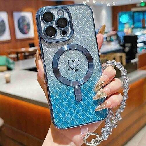 telefono Custodia Per iPhone 17 Pro Max 17 Air 16 Pro Max 15 Pro Max 16e 14 Pro Max 13 Pro Max Copertura Posteriore con Cordino Supporta la Ricarica Wireless Non Ingiallente Gradiente di Colore Fibra