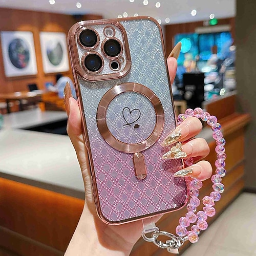 telefono Custodia Per iPhone 17 Pro Max 17 Air 16 Pro Max 15 Pro Max 16e 14 Pro Max 13 Pro Max Copertura Posteriore con Cordino Supporta la Ricarica Wireless Non Ingiallente Gradiente di Colore Fibra