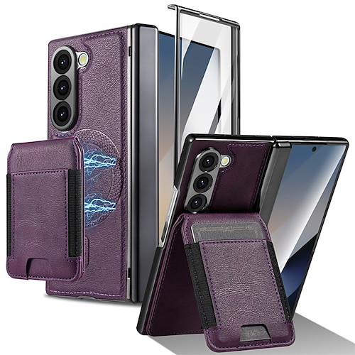 telefono Custodia Per Samsung Galaxy Piegatura a Z 7 Z Fold 6 Z Fold 5 Z Fold 4 Z Fold 3 Custodia ad adsorbimento magnetico Custodia Portafoglio Magnetico Protezione Completa Resistente agli urti