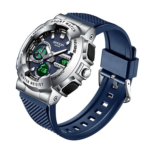 Sanda, orologio da polso digitale da uomo di lusso di alta marca, militare, impermeabile, sportivo, con doppio display, 3365