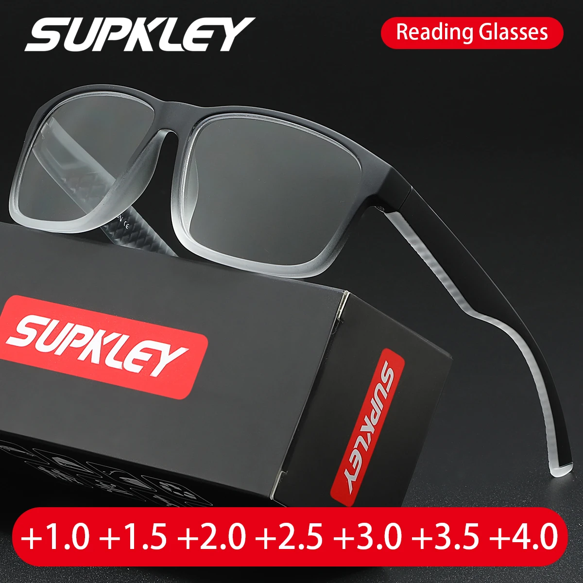 SUPKLEY Exquisite Temperament Casual Stil Männer Lesebrille PC Objektiv Material Quadratischen Rahmen Frauen Lesebrille Marke Paket Image