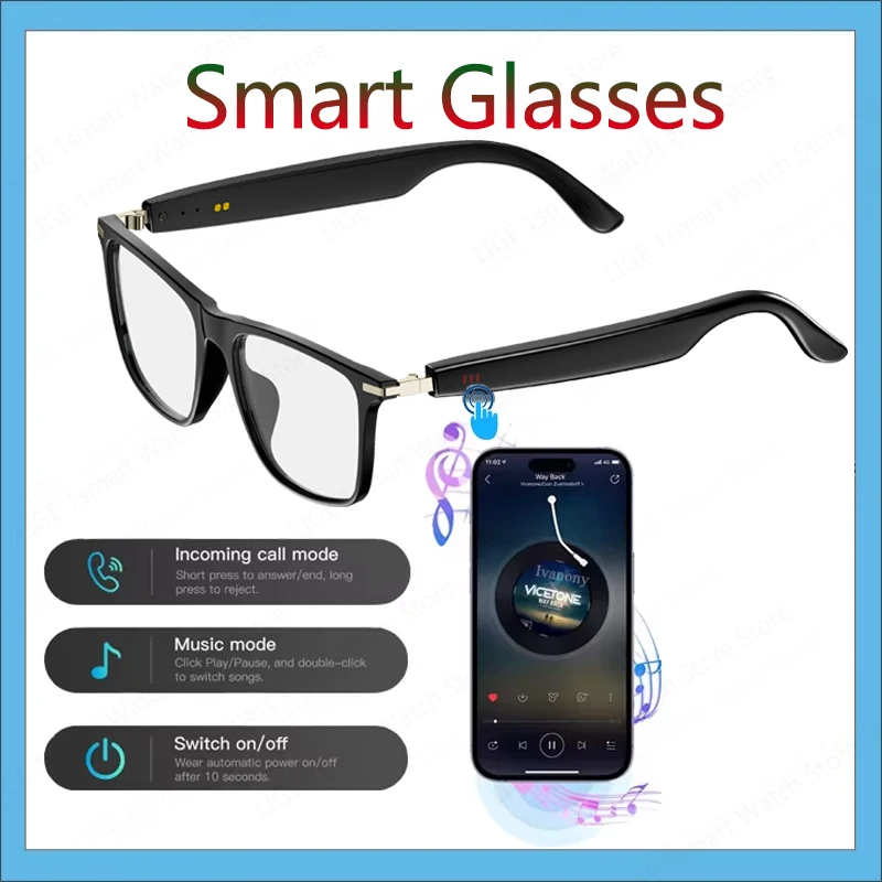 Touchscreen Smart Gläser Bluetooth Anruf Outdoor Kopfhörer HIFI Musik Smart Sonnenbrille Für Google Gläser ios Andirod Telefon Image