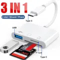 Lettore multifunzione 3 in 1 TF CF Scheda di memoria SD Adattatori per schede SIM Convertitore USB C TypeC OTG per MacBook Laptop Samsung Xiaomi
