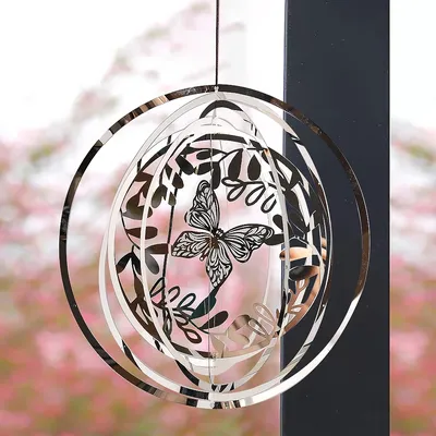 3D Butterfly Sublimation Wind Spinner Rotating Wind Chime Spinning Pendant Metal Outdoor Hanging Garden Balcony Yard Decoration