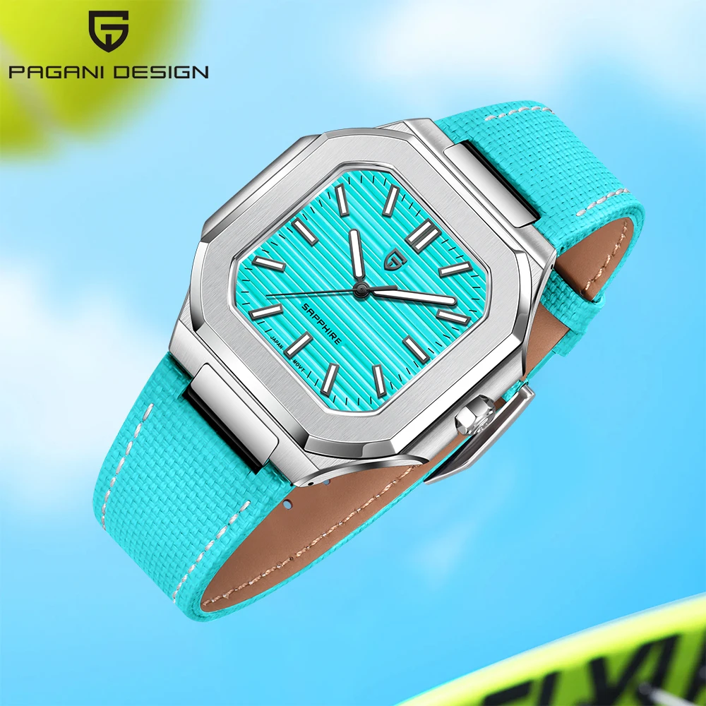 PAGANI DESIGN brandneue europäische und amerikanische Herrenuhr aus quadratischem Quarzwerk, 5 Bar wasserdicht, lässige Edelstahluhr für Herren Image