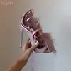 Kunstpelz-Riemchensandalen, rosa, sexy Wickelriemen, über Kreuz gebunden, dünne High Heels, solide 2025, neue Sommer-Damenmode-Kleid-Stiletto-Schuh
