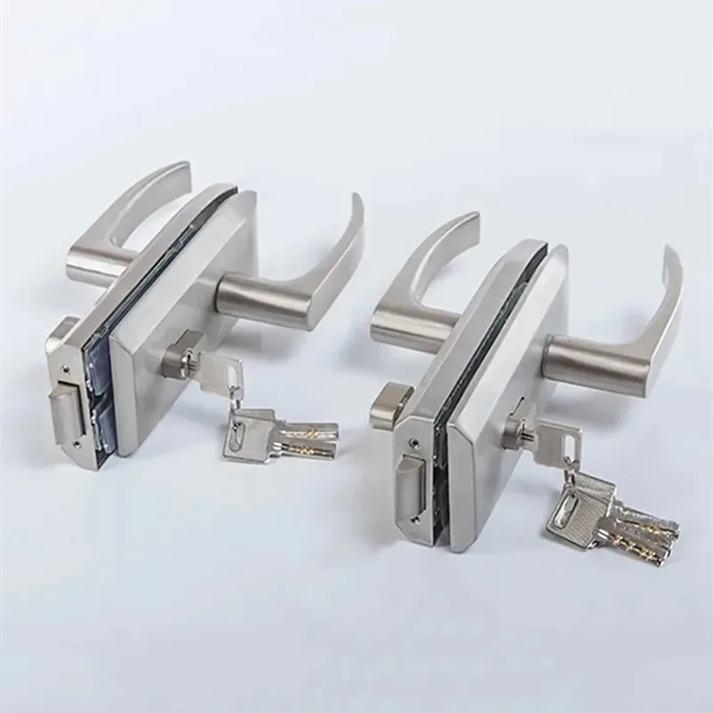 Edelstahl-Glastürschloss, Riegelriegel mit Schlüssel, einzelne oder doppelte Glastür, einfach zu installieren, rahmenloses Glastürschloss