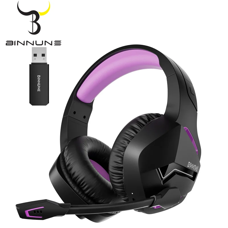BINNUNE BW01 Dual Wireless Headsets Gamer mit Mikrofon für PC PS4 PS5 Bluetooth Gaming Headset für Laptop Computer Gaming Kopfhörer Image
