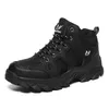 Große Größe Winter Wanderschuhe Männer Schnee Warme Pelz Leder Wanderschuhe Cowboy Sport Trekking Schuhe Casual Schwarz Outdoor Arbeit