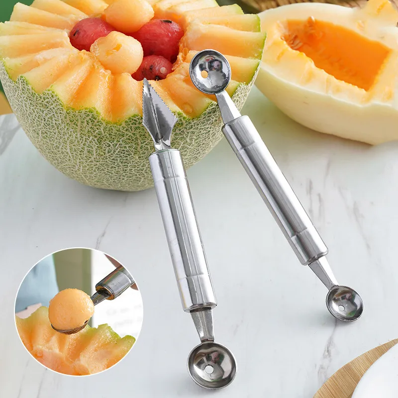 Küche Gadgets Doppel-Headed Mehrzweck Edelstahl Wassermelone Digger Obst Löffel Eis Ball Löffel Küche Werkzeuge