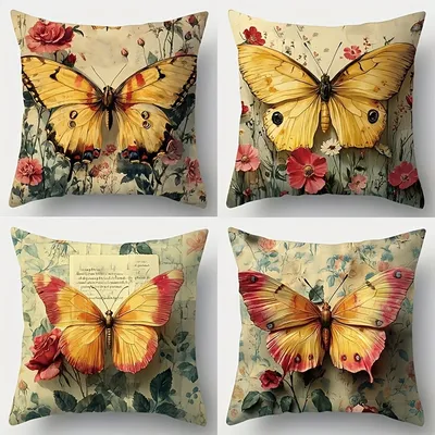 A Butterfly Blooming Among FlowersGeeignet für Sofa, Auto, Schlafzimmer, dekorativer Kissenbezug, Kissenbezug Image