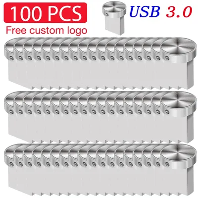 JASTER 100 STÜCK LOS USB 3.0-Flash-Laufwerk 128 GB/64 GB Kostenloses individuelles Logo Mini-Speicherstick 32 GB/16 GB Großhandel Metall USB3.0-Stick 8G 4G Image